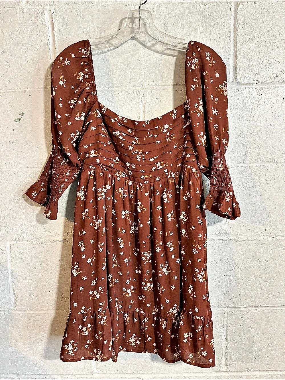 Francesca's Floral Smocked Mini Dress Size Medium NWT